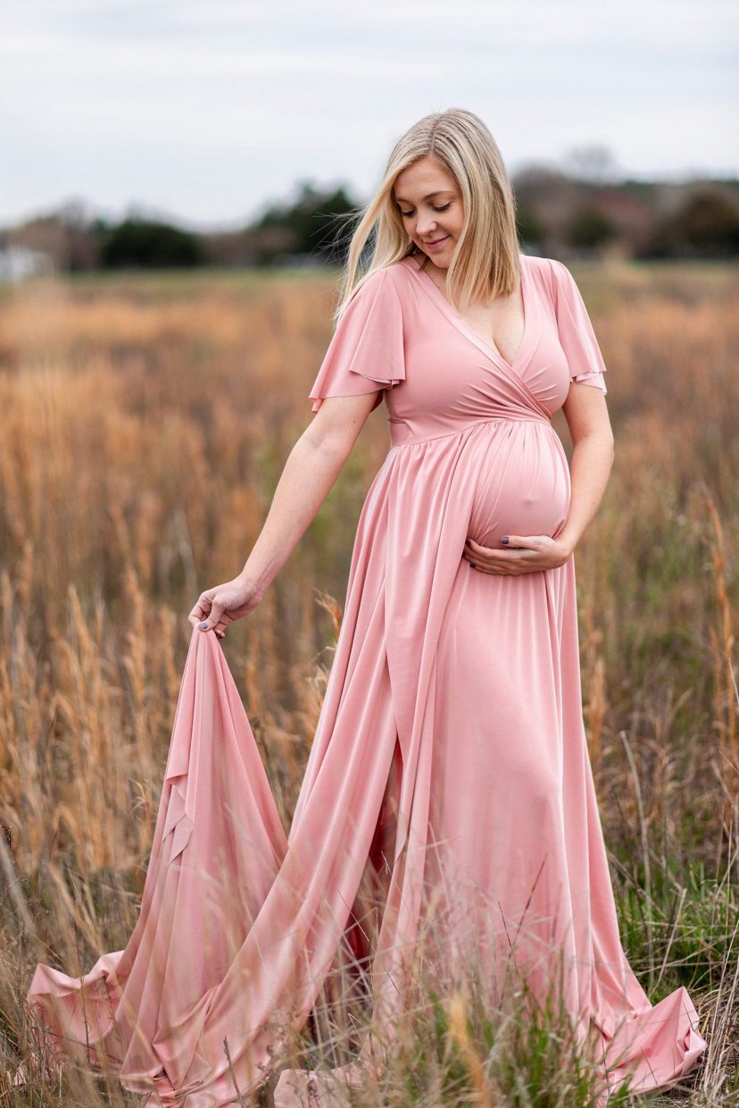 pregnant lady in pink dress