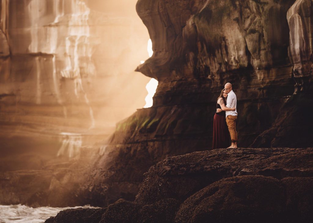 girl and boy hugging - engagement photoshoot Auckland - amber Farooq