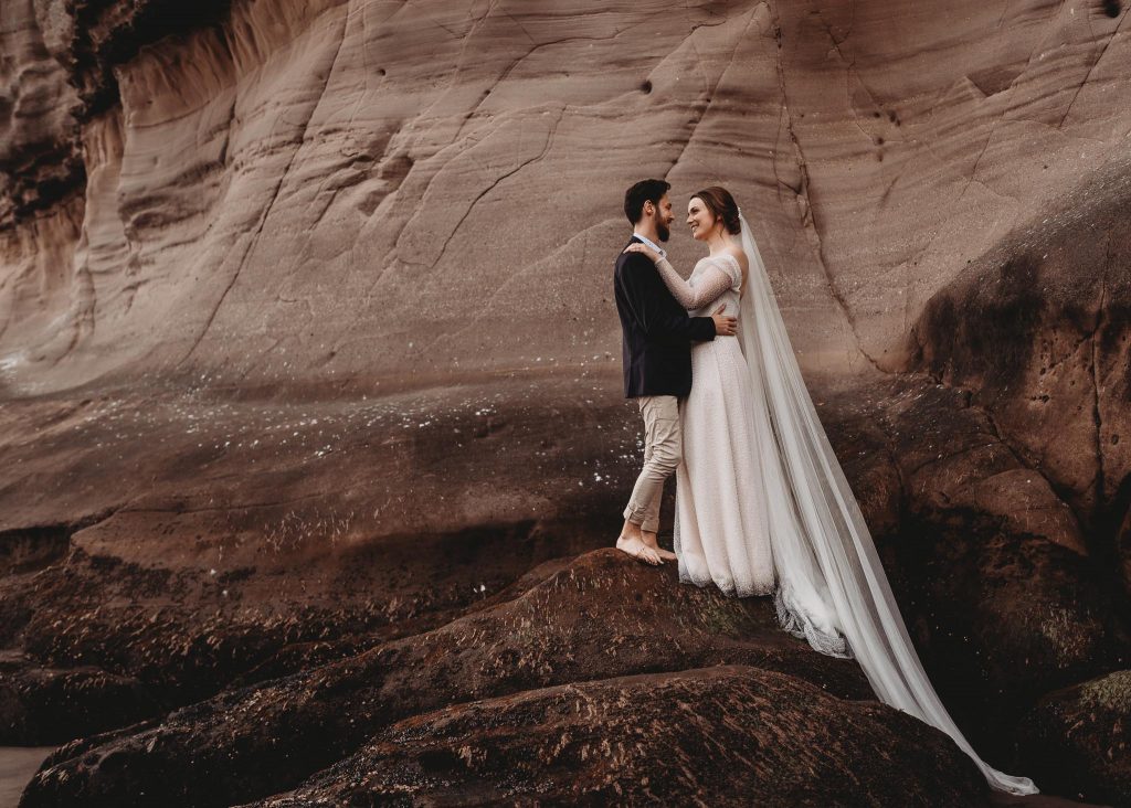 bride and groom looking at each other - Auckland Wedding Photographer
