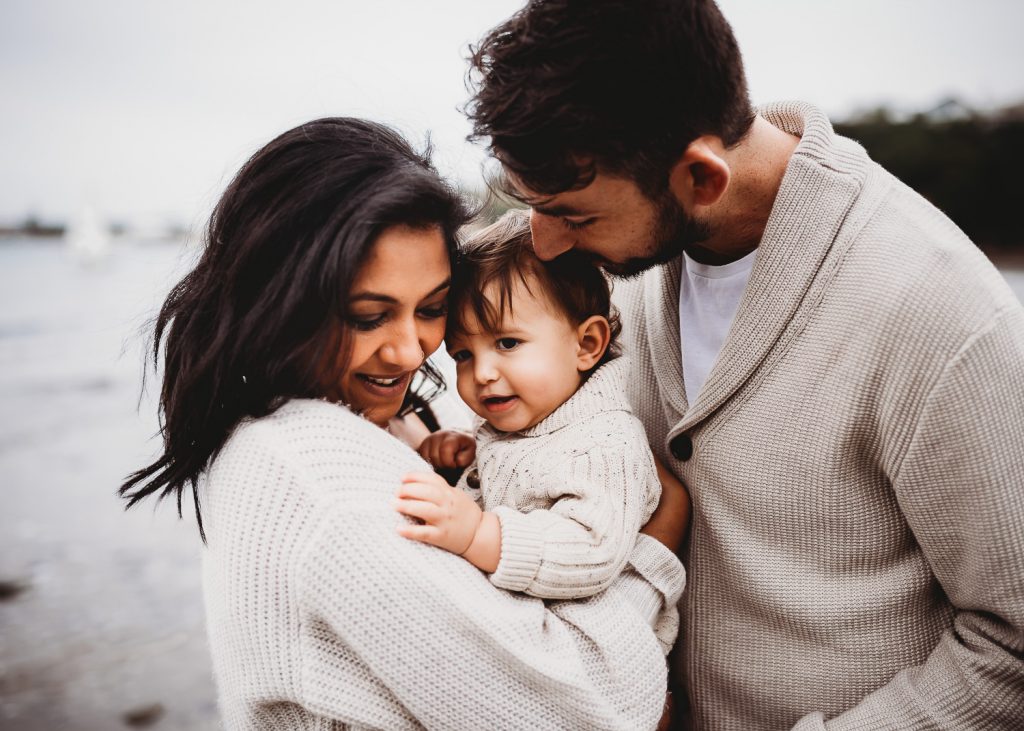 mother loving one year old boy