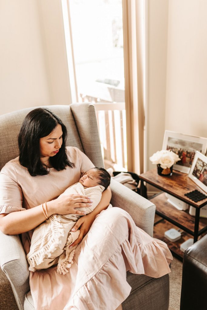 newborn with her mother