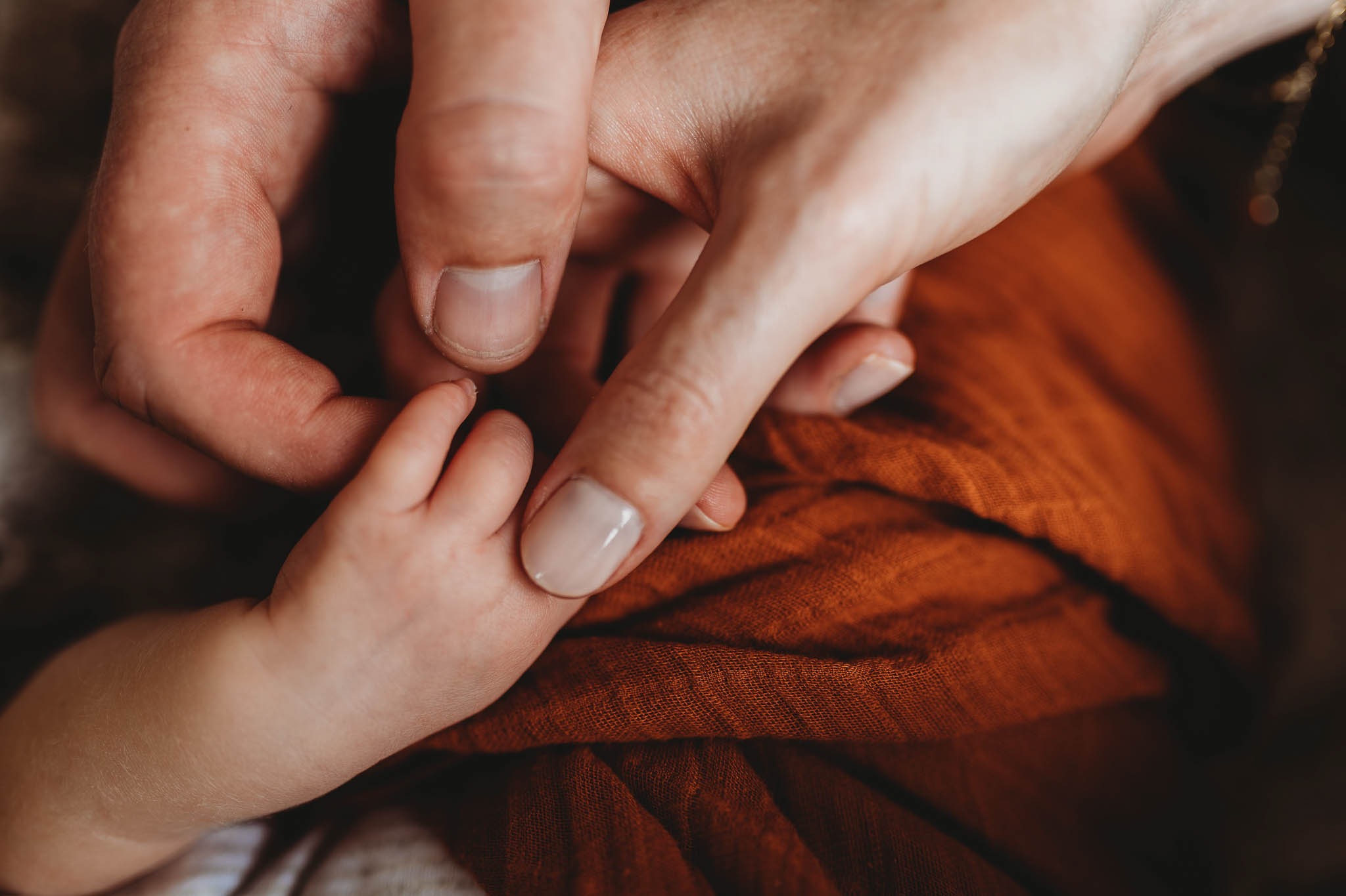 Mum and dad holding son hand - Auckland newborn photographer Amber Farooq