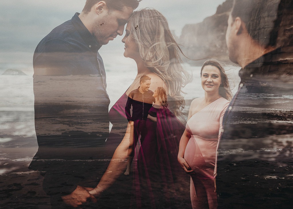 pregnant women and loving husband in auckland maternity photoshoot by amber farooq