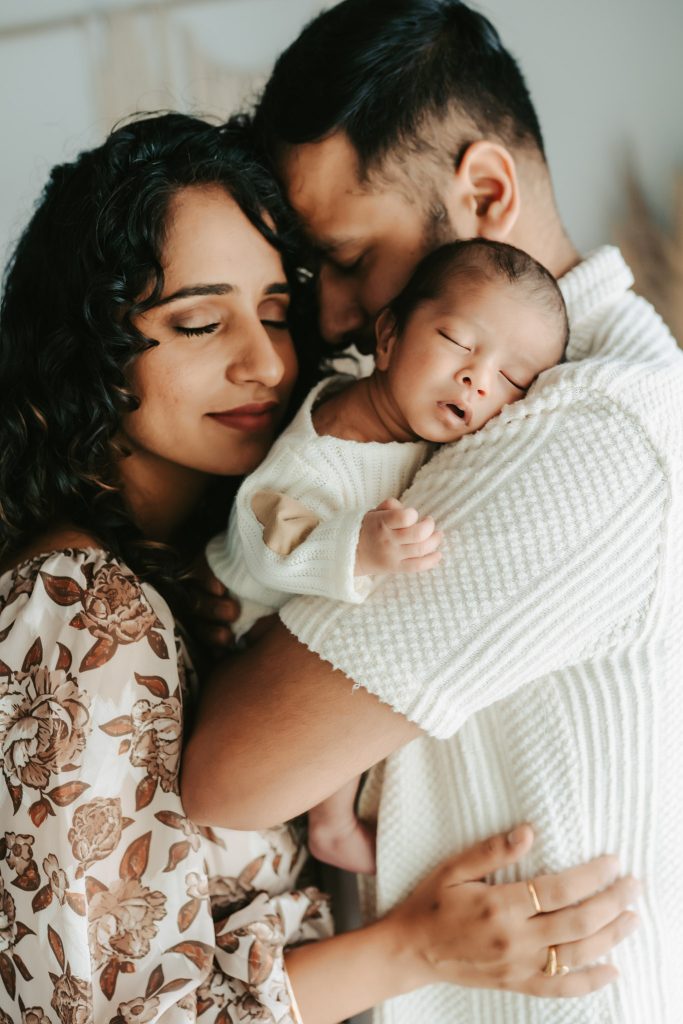 Auckland newborn photographer: A classic studio session captures Niam's peaceful slumber and delicate features.